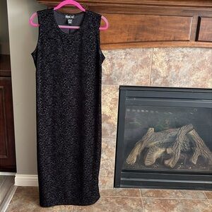 Vintage black sleeveless floral velvet burnout maxi dress y2K Whimsigoth  L